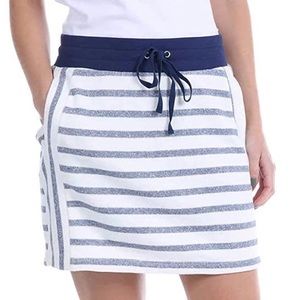 Blue and white striped skort.
